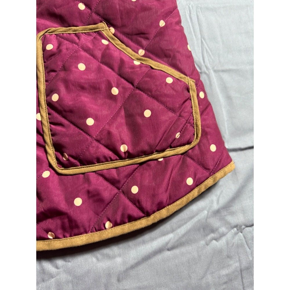 Red Camel Quilted Puffer Vest Womens Size M Purple Polka Dot Zip Front Pocket - Picture 4 of 9